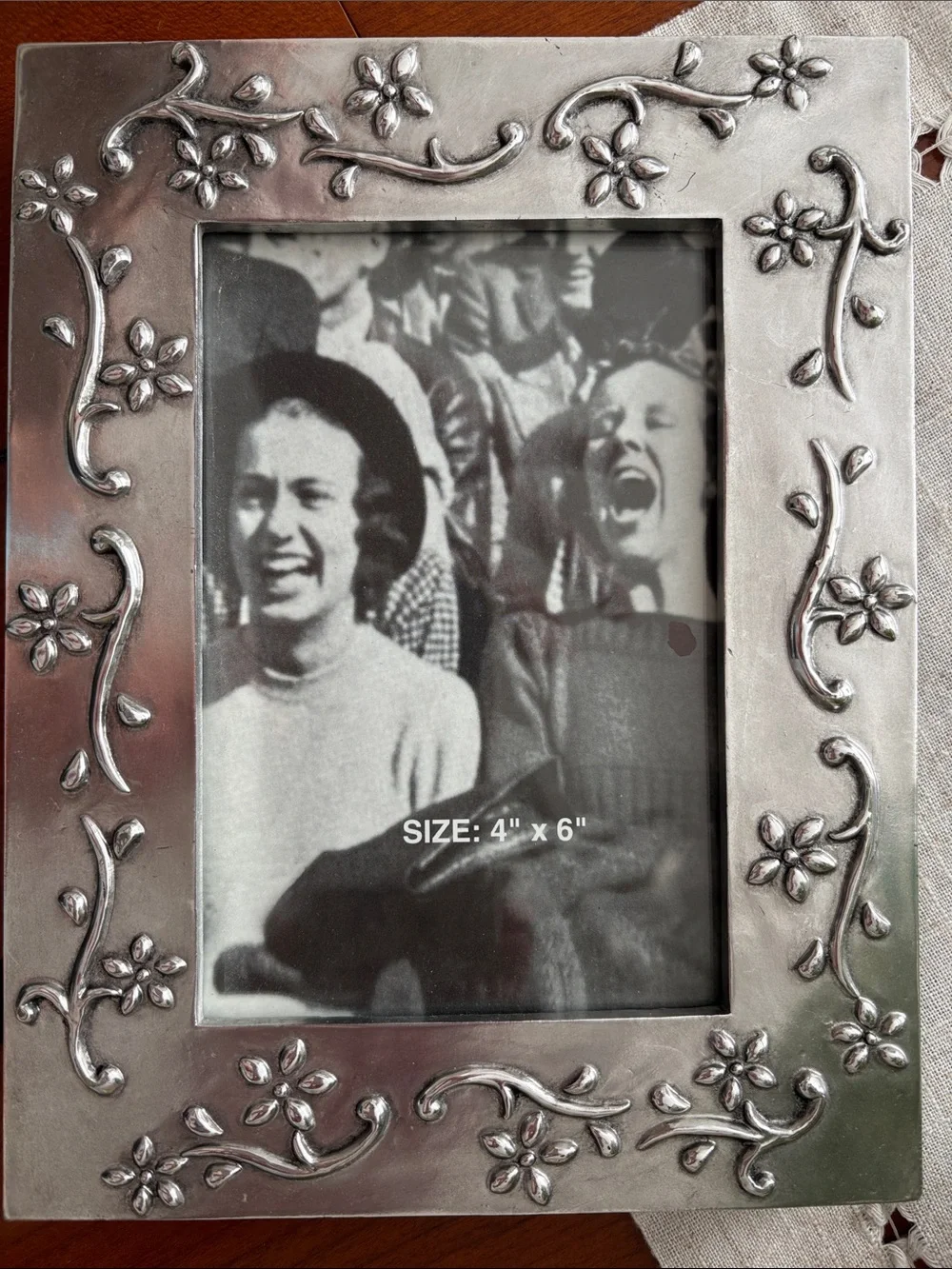 Silver Floral Embossed Picture Frame - 4x6